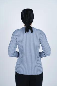 بافت یقه گرد آستین بلند زنانه  