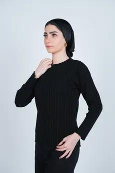 بافت یقه گرد آستین بلند زنانه 