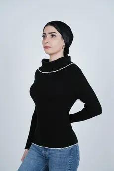 بافت آستین بلند یقه ایستاده زنانه  