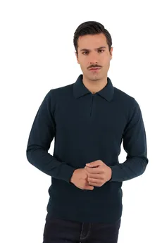 بافت یقه دار نیم زیپ مردانه