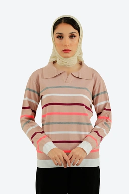 خرید بلوز بافت زنانه گرم و کشی یقه دار. 