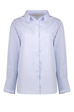 شومیز زنانه یقه دار آستین بلند از برند پاتن جامه ، پیراهن آستین بلند زنانه آبی روشن. 