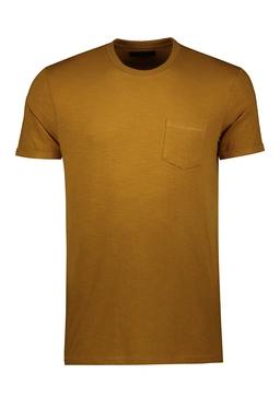 تی شرت آستین کوتاه مردانه رنگ خردلی تک جیب تولید برند پاتن جامه ارسال رایگان. 