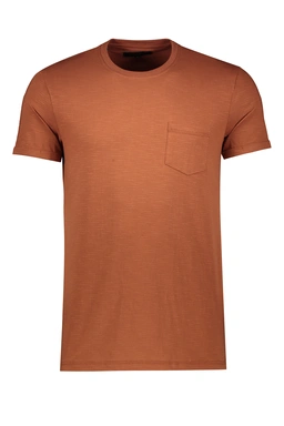 تی شرت آستین کوتاه مردانه رنگ نارنجی تک جیب تولید برند پاتن جامه ارسال رایگان. 