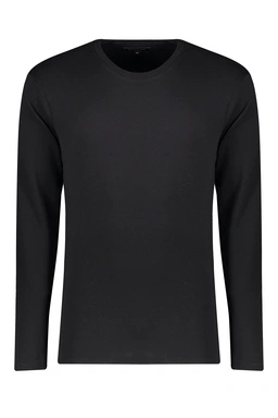 تیشرت آستین بلند مردانه خرید رنگ مشکی ، پارچه با ضخامت متوسط مناسب فصول نیمه سرد. 
