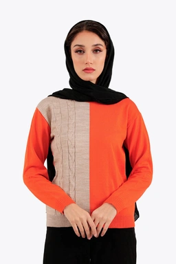 خرید بلوز بافت زنانه گرم و کشی یقه دار.