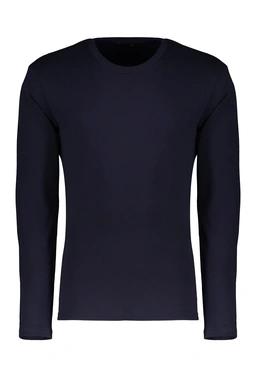 تیشرت آستین بلند مردانه خرید رنگ سرمه ای ، پارچه با ضخامت متوسط مناسب فصول نیمه سرد. 
