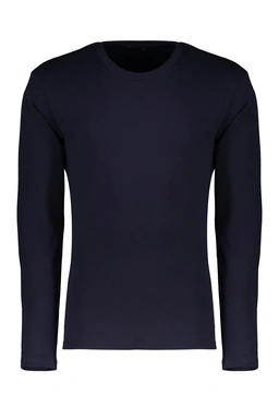 تیشرت آستین بلند مردانه خرید رنگ سرمه ای ، پارچه با ضخامت متوسط مناسب فصول نیمه سرد. 