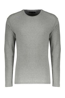 تیشرت آستین بلند مردانه خرید رنگ ملانژ ، پارچه با ضخامت متوسط مناسب فصول نیمه سرد. 