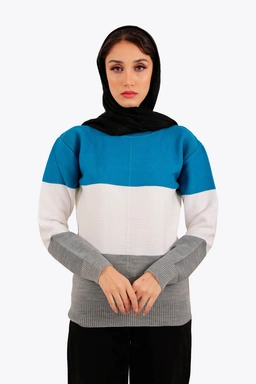 خرید بافت زنانه به صورت آنلاین با ارسال رایگان ، بافت سه تیکه زنانه یقه گرد پلیسه دار