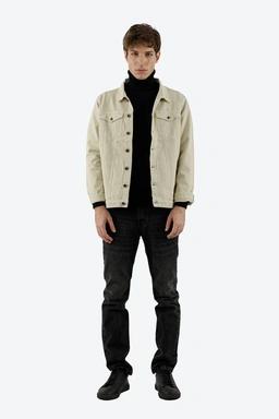 خرید کاپشن مردانه لیوایزی ، کاپشن کوتاه دکمه دار دارای دو جیب در دار روی قسمت سینه رنگ کرم.