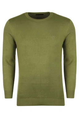 بافت یقه گرد  سبز روشن مردانه ، تولید از برند پاتن جامه ، پلیور گرم مردانه مناسب فصول سرد.