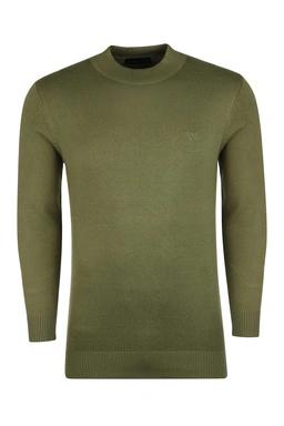 بافت یقه پنج سانت  سبزروشن مردانه ، تولید از برند پاتن جامه ، پلیور گرم مردانه مناسب فصول سرد.