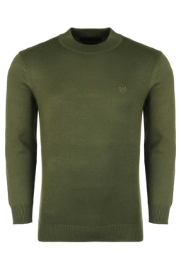 بافت یقه پنج سانت  سبز تیره مردانه ، تولید از برند پاتن جامه ، پلیور گرم مردانه مناسب فصول سرد.