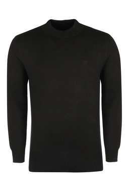 بافت یقه پنج سانت مشکی مردانه ، تولید از برند پاتن جامه ، پلیور گرم مردانه مناسب فصول سرد.