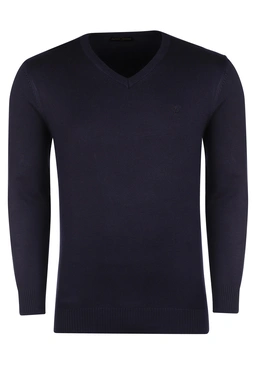 بافت یقه هفت سرمه ای مردانه ، تولید از برند پاتن جامه ، پلیور گرم مردانه مناسب فصول سرد.