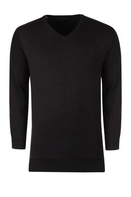 بافت یقه هفت مشکی مردانه ، تولید از برند پاتن جامه ، پلیور گرم مردانه مناسب فصول سرد.