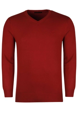 بافت یقه هفت زرشکی مردانه ، تولید از برند پاتن جامه ، پلیور گرم مردانه مناسب فصول سرد.