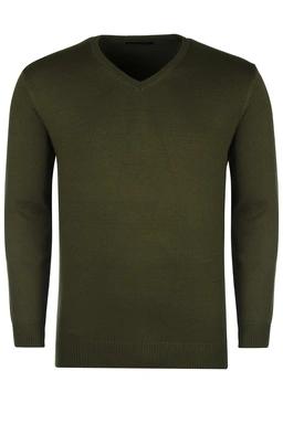 بافت یقه هفت سبز تیره مردانه ، تولید از برند پاتن جامه ، پلیور گرم مردانه مناسب فصول سرد.