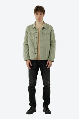 خرید کاپشن مردانه لیوایزی ، کاپشن کوتاه دکمه دار دارای دو جیب در دار روی قسمت سینه رنگ سبز روشن. 