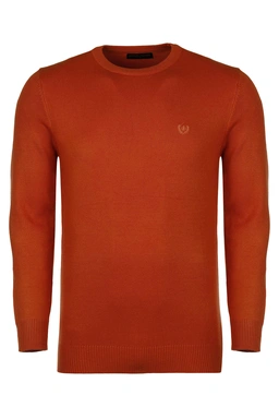 بافت یقه گرد  نارنجی  مردانه ، تولید از برند پاتن جامه ، پلیور گرم مردانه مناسب فصول سرد.