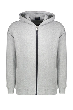 سوئیشرت مردانه ملانژ روشن کلاهدار ، ضخیم و گرم زیپدار می باشد.