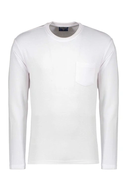 تی شرت آستین بلند سفید ، مدل فیت ، ضخامت پایین ، خرید آنلاین تی شرت آستین بلند سفید از پاتن. 