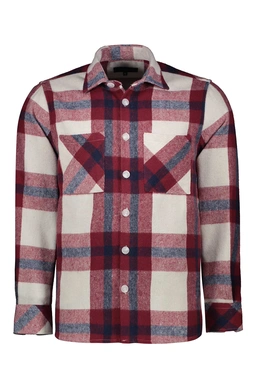 پیراهن آستین بلند پشمی مردانه طرح چهارخانه زرشکی ، سرمه ای سفید ، مدل رگولار ارسال رایگان و سریع.