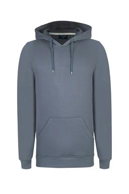 هودی مردانه به رنگ طوسی (فیلی)، جلو بسته دارای کلاه ثابت ، سوئیشرت هودی ضخیم پاییزه و زمستانه. 