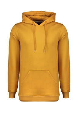 هودی مردانه رنگ زرد، جلو بسته دارای کلاه ثابت ، سوئیشرت هودی ضخیم پاییزه و زمستانه. 