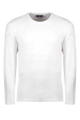 تیشرت آستین بلند مردانه یقه گرد رنگ سفید استایل معمولی ، تیشرت ضخیم پاییزه زمستانه
