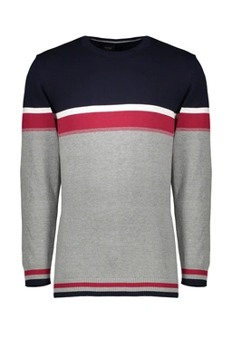 پلیور بافت مردانه طرح دار خط دار ، بافت گرم یقه گرد پاییزه ، خرید آسان با ارسال رایگان. 