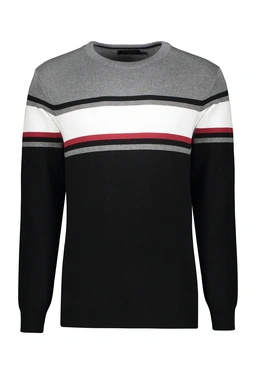 پلیور بافت مردانه طرح دار خط دار ، بافت گرم یقه گرد پاییزه ، خرید آسان با ارسال رایگان. 