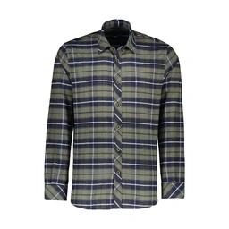 پیراهن پشمی آستین بلند مردانه چهارخانه سبز تیره و سفید تولید پاتن جامه می باشد. جنس پارچه صد در صد پ