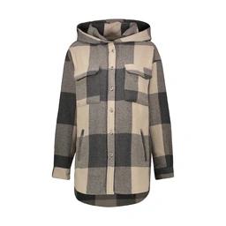 پیراهن پشمی کلاهدار زنانه تولید پاتن جامه می باشد. جنس پلی استر پنبه لاکرا می باشد. پارچه ضخیم پشمی 