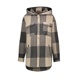 پیراهن پشمی کلاهدار زنانه تولید پاتن جامه می باشد. جنس پلی استر پنبه لاکرا می باشد. پارچه ضخیم پشمی 