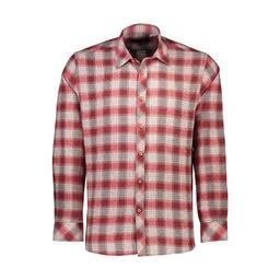 پیراهن پشمی آستین بلند مردانه چهارخانه قرمز - سفید تولید پاتن جامه می باشد. جنس پارچه صد در صد پنبه 