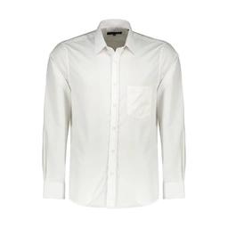 پیراهن آستین بلند مردانه رنگ سفید تولید پاتن جامه می باشد. جنس پیراهن تترون درجه 1 / 65 درصد پنبه - 