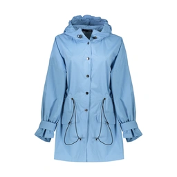 خرید بارانی زنانه آبی تولید پاتن جامه می باشد. بارانی از جنس شمعی صد در صد پلی استر ضد آب می باشد. ب