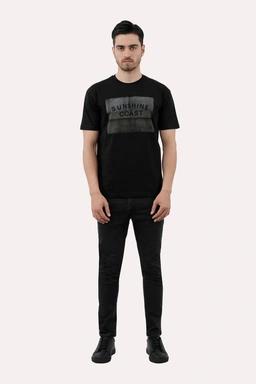 خرید تیشرت چاپدار مردانه پاتن جامه. تیشرت نخی قیمت پایین با کیفیت بالا. خرید تی شرت طرح دار رنگ مشکی