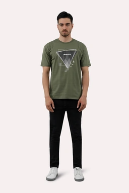 خرید تیشرت چاپدار مردانه پاتن جامه. تیشرت نخی قیمت پایین با کیفیت بالا. خرید تی شرت طرح دار رنگ سبز 