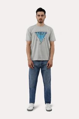 خرید تیشرت چاپدار مردانه پاتن جامه. تیشرت نخی قیمت پایین با کیفیت بالا. خرید تی شرت طرح دار رنگ طوسی