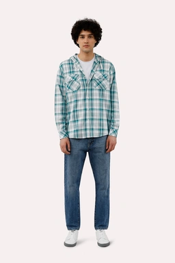 پیراهن آستین بلند کلاهدار مردانه طرح چهار خانه مدل معمولی. خرید از سایت پاتن جامه