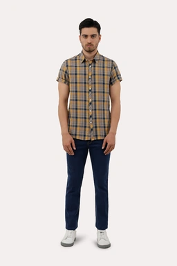 خرید پیراهن آستین کوتاه چهارخانه مردانه پاتن جامه. پیراهن نخی مردانه با قیمت مناسب از برند پاتن جامه