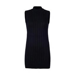 تونیک بافت زنانه آستین حلقه ای / رنگ مشکی - نخ پلی استر / 70 سانت تولید شرکت پاتن جامه. مناسب استافد