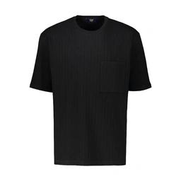 تیشرت آستین کوتاه ساده مردانه رنگ مشکی. تیشرت یقه گرد دارای جیب روی سینه