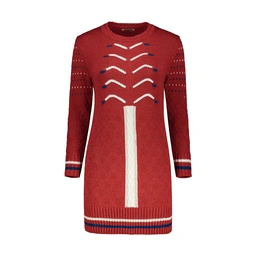 بافت زنانه رنگ قرمز تولید پاتن جامه می باشد. فری سایز تمام کشی