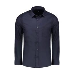 پیراهن آستین بلند تترون رنگ سرمه ای مردانه مدل رسمی پاتن جامه. 