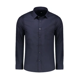 پیراهن آستین بلند تترون رنگ سرمه ای مردانه مدل رسمی پاتن جامه. 