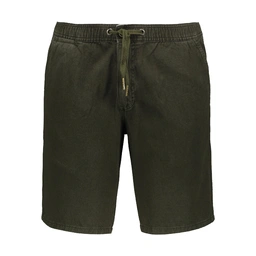 شلوارک کتان رنگ سبز تیره مردانه مدل پاتن جامه / قیمت شلوارک مردانه فروشگاه انلاین پاتن جامه 